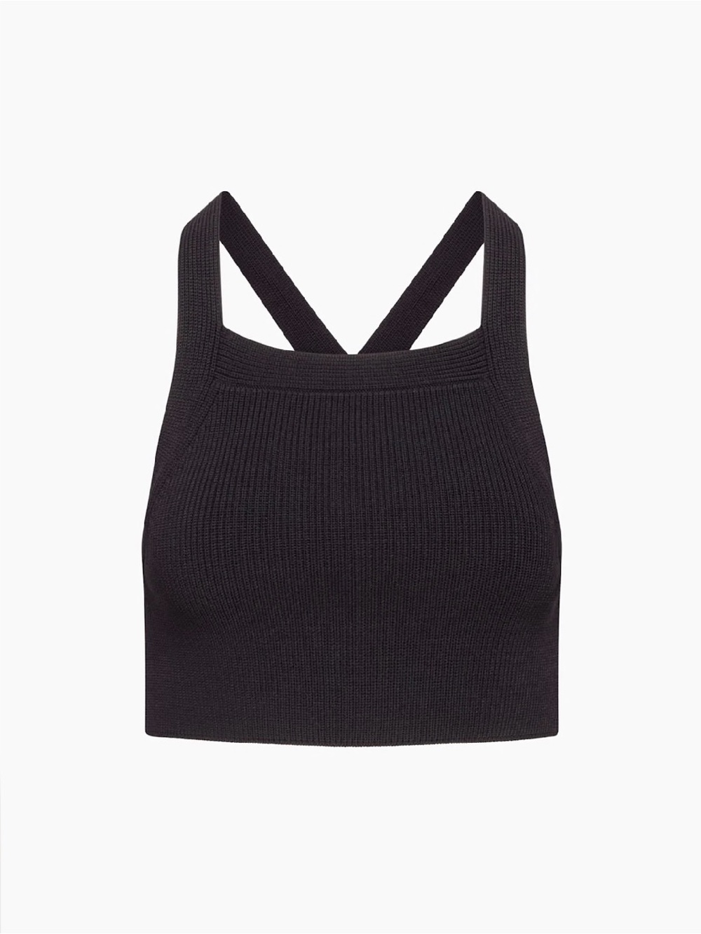Wilfred Cayenne Top in Black - Knit Square-Neck Crop Top with Cross Back
